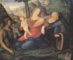 Jacopo de Barbari The Virgin and child Between John the Baptist and Anthony Abbot (mk05) oil painting picture
